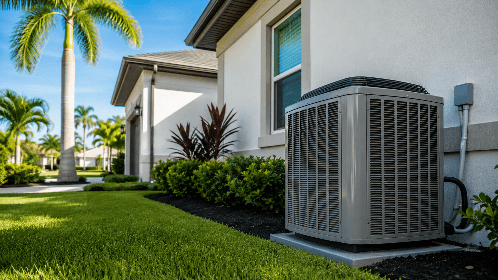 Outdoor air conditioning unit at a South Florida home