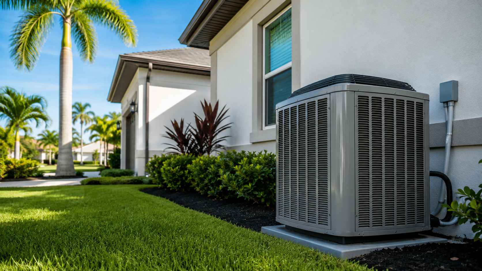 South Florida home with an outdoor air conditioning unit